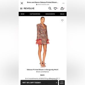 Blazer dress with feathers and belt